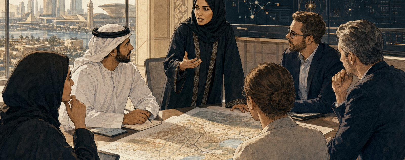 Editorial illustration for The Emirates Intelligencer